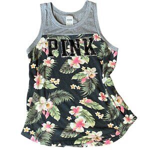 Victoria's Secret PINK Floral Bling Tank Top S #347F